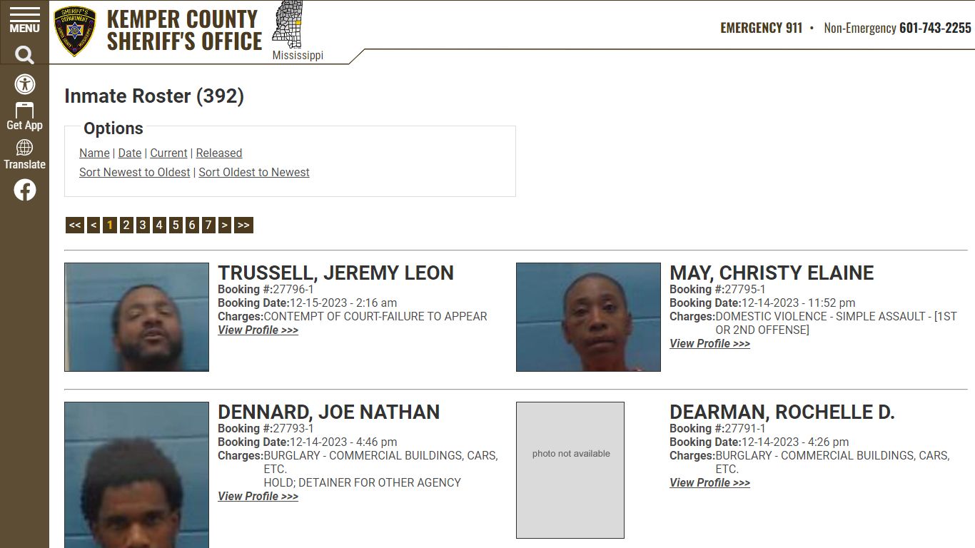 Inmate Roster - Current Inmates Booking Date Descending - Kemper County ...