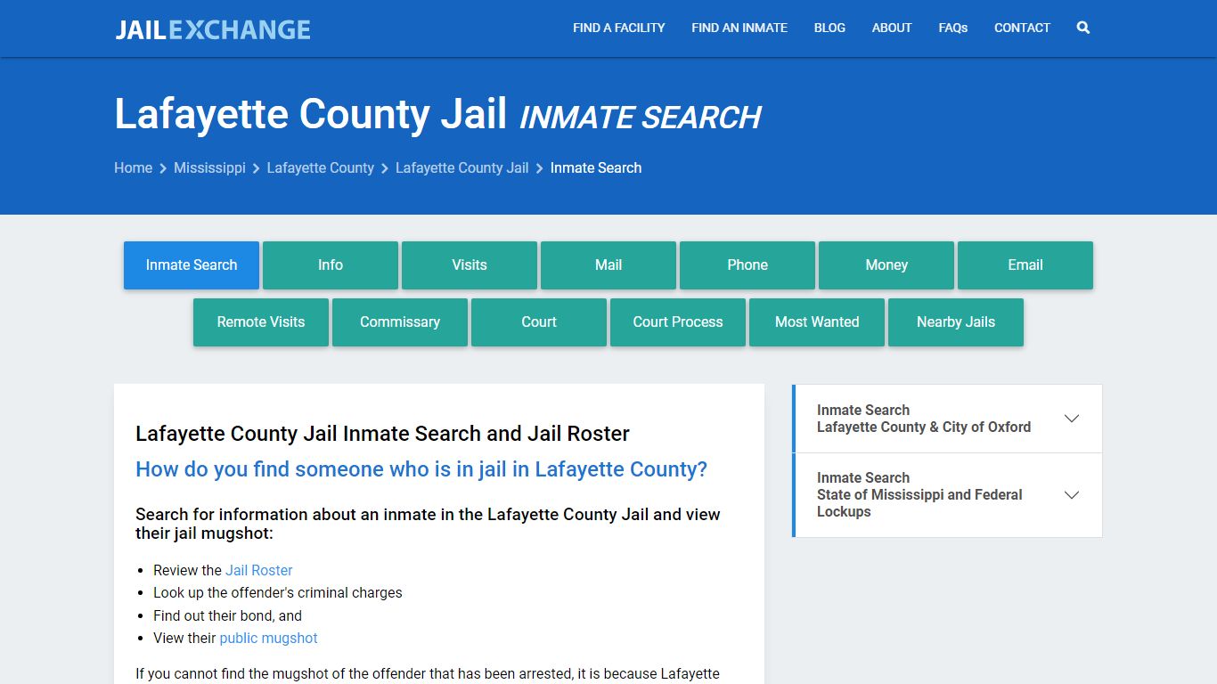 Inmate Search: Roster & Mugshots - Lafayette County Jail, MS